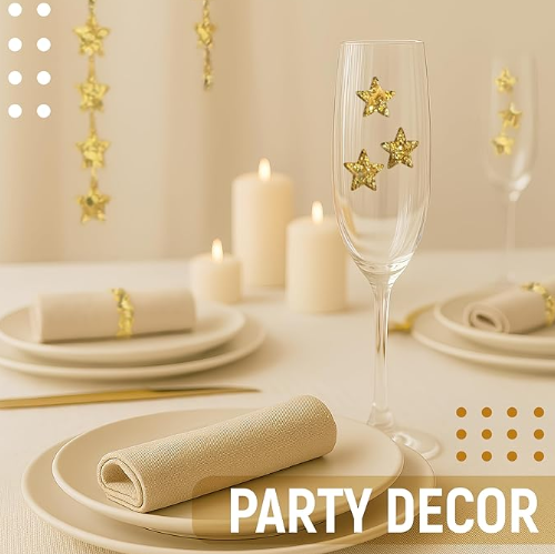 Gold Glitter Star Ribbon, 0.8 Inch 20 Yards, Polyester Sparkling Ribbon for Crafts, Gift Wrapping, Bows, Wreaths, Hair Accessories, Party Decorations, Christmas, Halloween, Easter DIY