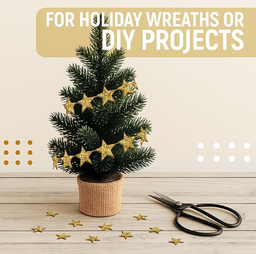 Gold Glitter Star Ribbon, 0.8 Inch 20 Yards, Polyester Sparkling Ribbon for Crafts, Gift Wrapping, Bows, Wreaths, Hair Accessories, Party Decorations, Christmas, Halloween, Easter DIY