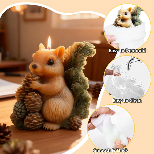Squirrel Silicone Candle Mold, 3D Animal Resin Casting Silicone Mold for Candle Making, Aromatherapy & Soap Making, Home Decor Epoxy Resin Craft Molds