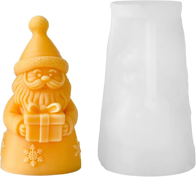 Christmas Candle Mold for Candle Making, 3DSilicone Mold for Resin Casting DIY Plaster Polymer Clay Home Decoration (Santa Claus)