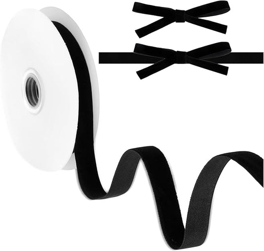 5/8" Black Velvet Ribbon for Gift Wrapping 10 Yards 15mm Velvets Ribbon Trim for Bow Making Christmas Wide Fabric Ribbons for Sewing Wreath Decoration