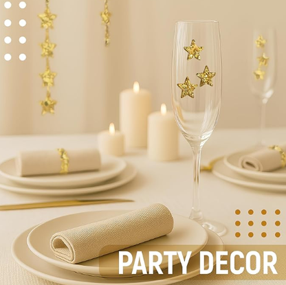 Gold Glitter Star Ribbon, 0.8 Inch 20 Yards, Polyester Sparkling Ribbon for Crafts, Gift Wrapping, Bows, Wreaths, Hair Accessories, Party Decorations, Christmas, Halloween, Easter DIY