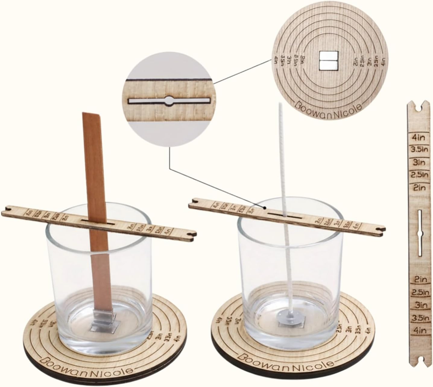 Wick Centering Tool/Candle Wick Holder for Candle Making: Universal Wick Holder & Placement Centering Tool for Most Candle Jars (Wick Holders for Candle Making, Wood)