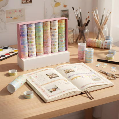 60 Rolls Washi Tape Set, Cute Pattern Washi Stickers, 15mm Wide for Junk Journal Scrapbook Tape, Bullet Journaling Scrapbooking Supplies, Planner Sticker DIY Craft DéCor