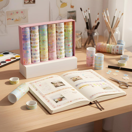 60 Rolls Washi Tape Set, Cute Pattern Washi Stickers, 15mm Wide for Junk Journal Scrapbook Tape, Bullet Journaling Scrapbooking Supplies, Planner Sticker DIY Craft DéCor