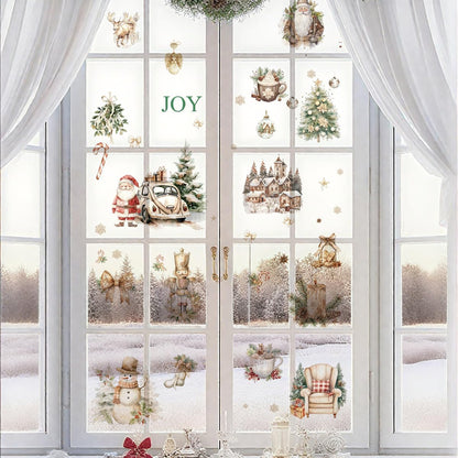 16 Sheets Rustic Christmas Rub on Transfers for Crafts, Vintage Xmas Rub on Transfers for Furniture, Winter Santa Snowman Gnome Sticker Decals for Scrapbook DIY Craft Wood Glass Home Decor