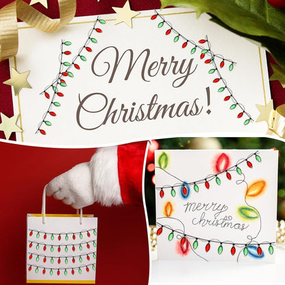 Christmas Lights Stickers for Crafts, 2025 New Christmas Light Embellishment Stickers, Waterproof Gem Border Dimensional Sticker for Xmas Crafts Scrapbooks Holiday Decoration(8 sheets/32pc)