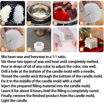 Christmas Snowflake Pillar Candle Molds 3D Snowflake Silicone Mold Christmas Silicone Molds for Candles Making Home Decorations DIY Soap Resin Sculpture Gypsum Ornament Crafts Aroma Candle Mold