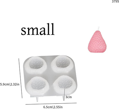 2 Pieces 3D Strawberry Silicone Mold Candle Molds for Candle Making Resin Fondant Food Grade Safety Silicon Materials(Strawberry)
