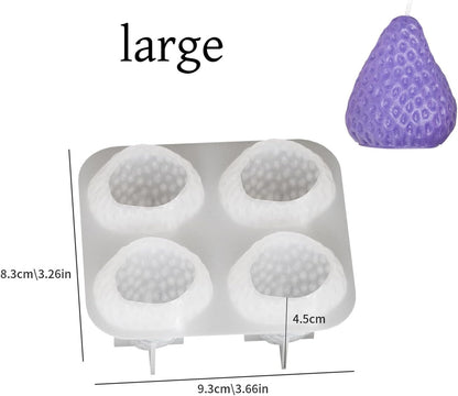 2 Pieces 3D Strawberry Silicone Mold Candle Molds for Candle Making Resin Fondant Food Grade Safety Silicon Materials(Strawberry)
