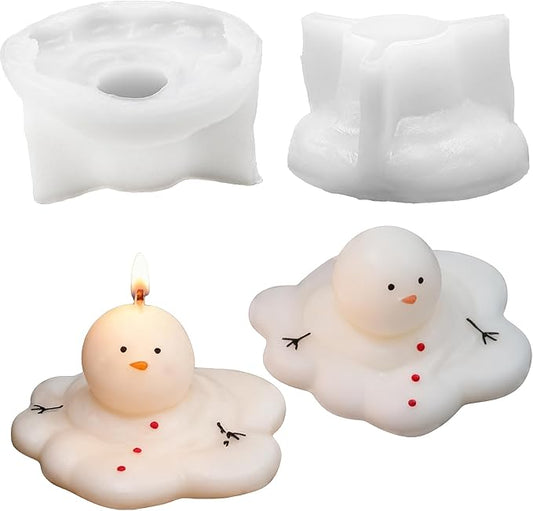 2PCS Christmas Candle Molds, Melting Snowman Silicone Resin Mold for Candle Making, Holiday Christmas Decoration DIY Mold for Soap Wax Epoxy Resin Chocolate
