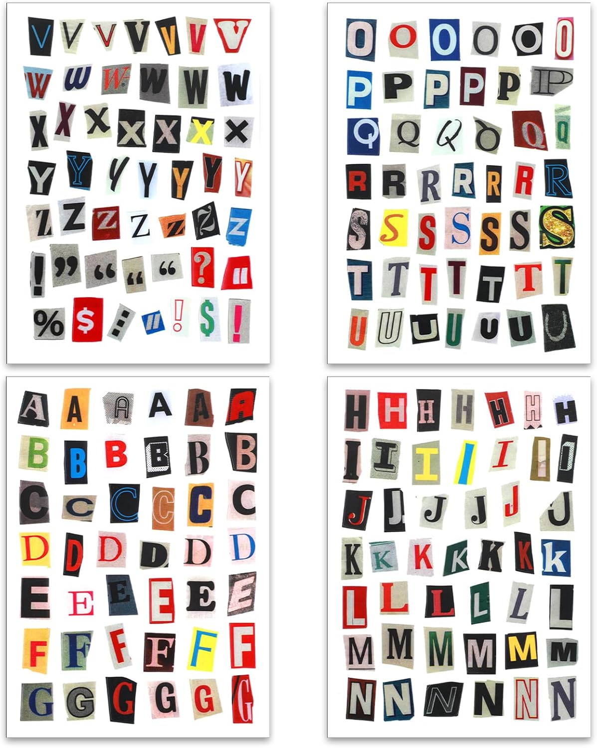 181pcs / 4 Sheets Retro Alphabet Stickers, Vintage Scrapbook Sticker English Alphabet Number Symbol Label Decals Aesthetic Letter Sticker for Scrapbooking DIY Crafts Artistic Journaling
