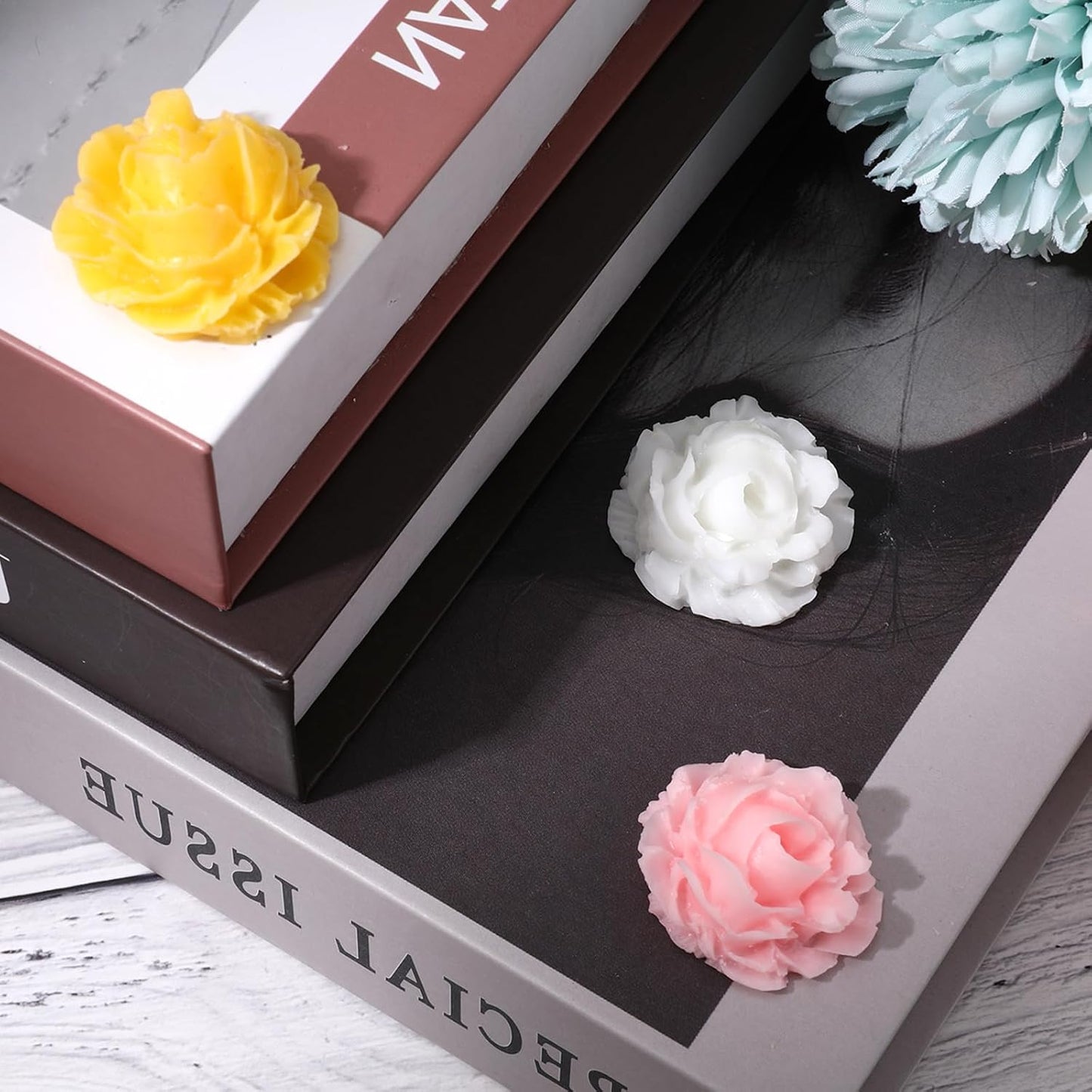 Rose Candle Molds for Candle Making Kit,3 Cavity Flower Molds Silicone for Crafts,3D DIY Soap Making Molds for Clay Plaster Tealight Candles Crafts Casting Home Décor Handmade Gifts