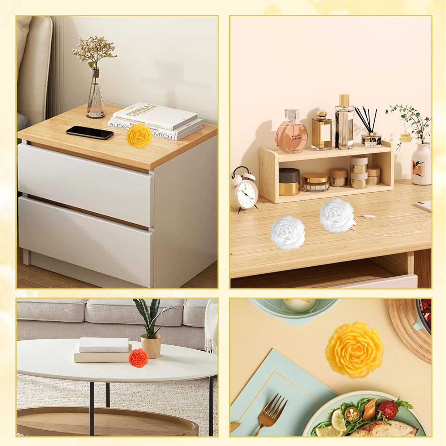 Rose Candle Molds for Candle Making Kit,3 Cavity Flower Molds Silicone for Crafts,3D DIY Soap Making Molds for Clay Plaster Tealight Candles Crafts Casting Home Décor Handmade Gifts