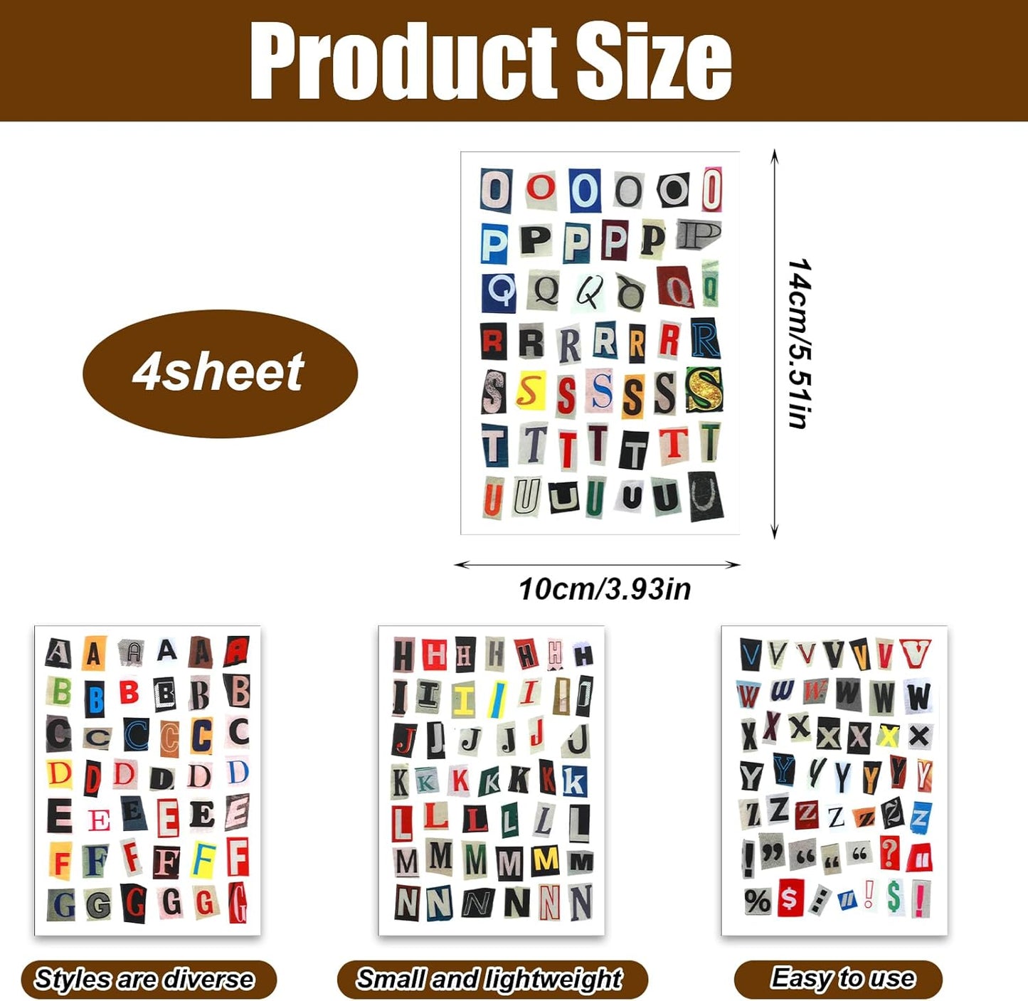 181pcs / 4 Sheets Retro Alphabet Stickers, Vintage Scrapbook Sticker English Alphabet Number Symbol Label Decals Aesthetic Letter Sticker for Scrapbooking DIY Crafts Artistic Journaling