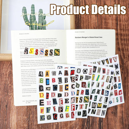 181pcs / 4 Sheets Retro Alphabet Stickers, Vintage Scrapbook Sticker English Alphabet Number Symbol Label Decals Aesthetic Letter Sticker for Scrapbooking DIY Crafts Artistic Journaling