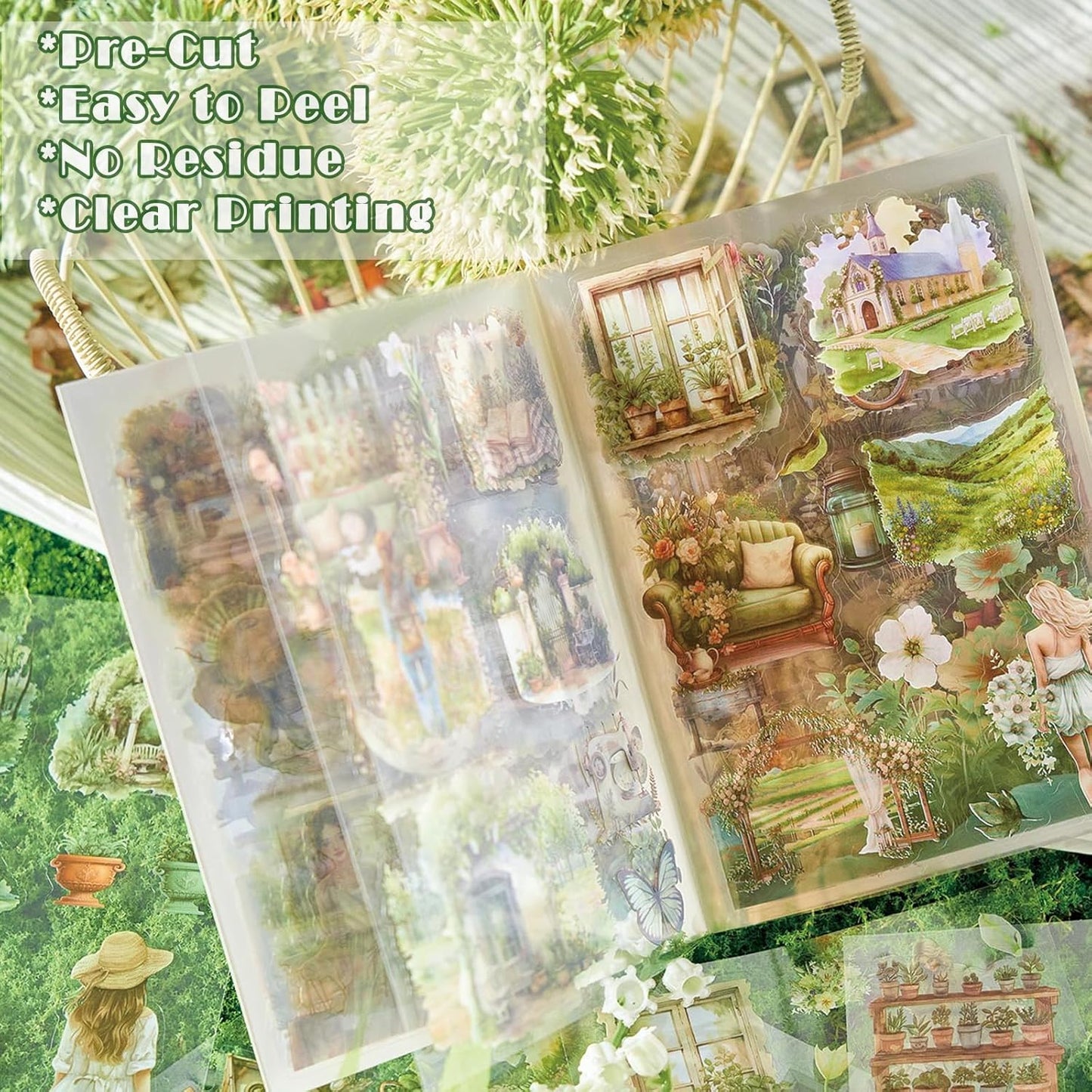 Christmas Stickers for Scrapbooking - 2 Pack Vintage Christmas Sticker Books, 40 Sheets Pet Stickers for Journaling, Pre-Cut Decorative Ephemera Junk Journal Sticker for Card Making, Bujo, Crafts Art