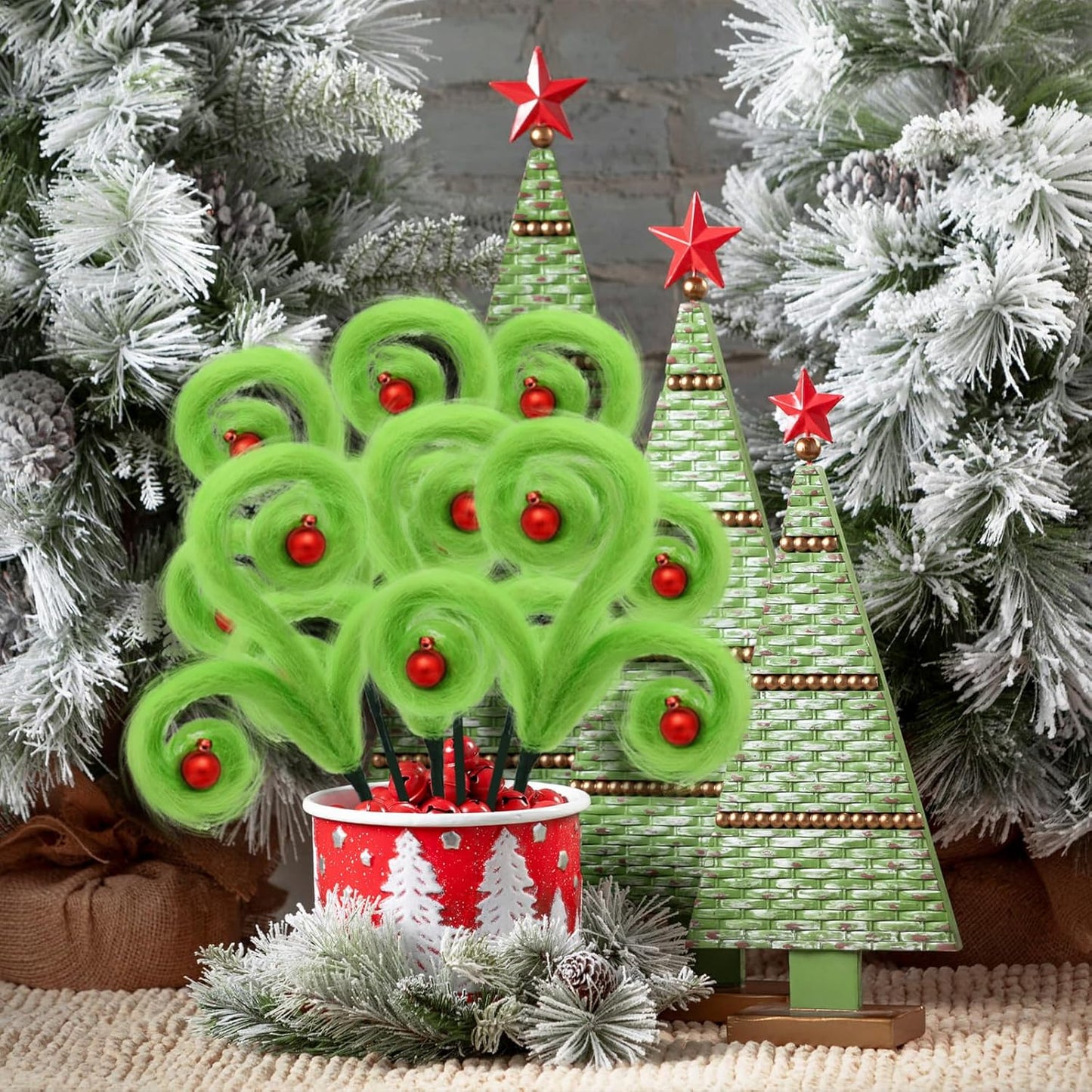 6Pcs Pink Christmas Tree Picks, 16Inch Pastel Furry Stems Pink Christmas Decor Indoor for Home, Curly Elf Tree Filler Branches for Christmas Wreath Winter Holiday Decor