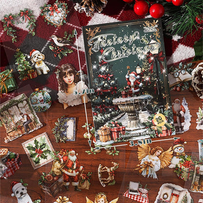 Christmas Stickers for Scrapbooking - 2 Pack Vintage Christmas Sticker Books, 40 Sheets Pet Stickers for Journaling, Pre-Cut Decorative Ephemera Junk Journal Sticker for Card Making, Bujo, Crafts Art