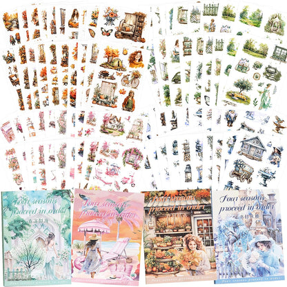 Christmas Stickers for Scrapbooking - 2 Pack Vintage Christmas Sticker Books, 40 Sheets Pet Stickers for Journaling, Pre-Cut Decorative Ephemera Junk Journal Sticker for Card Making, Bujo, Crafts Art