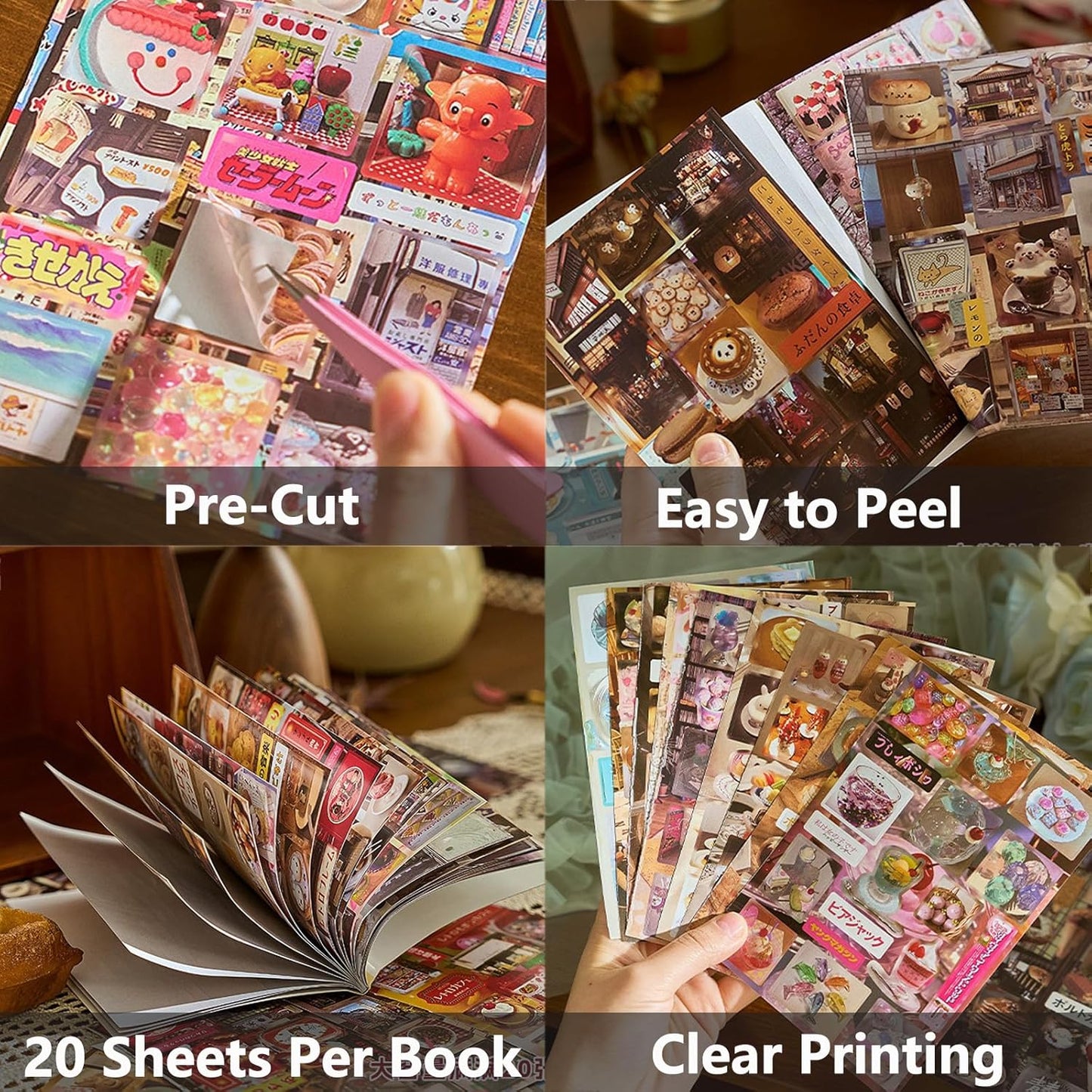 Christmas Stickers for Scrapbooking - 2 Pack Vintage Christmas Sticker Books, 40 Sheets Pet Stickers for Journaling, Pre-Cut Decorative Ephemera Junk Journal Sticker for Card Making, Bujo, Crafts Art