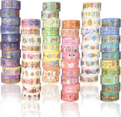 60 Rolls Washi Tape Set, Cute Pattern Washi Stickers, 15mm Wide for Junk Journal Scrapbook Tape, Bullet Journaling Scrapbooking Supplies, Planner Sticker DIY Craft DéCor