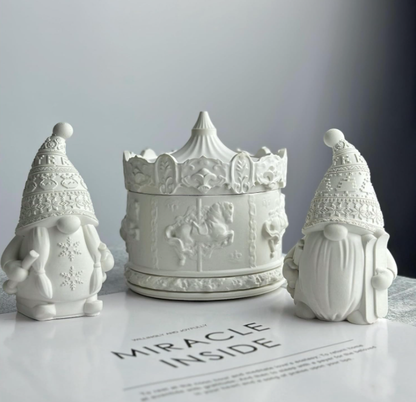 Silicone Gnome Candle Mold Set of 2 – Nordic Christmas Gnome Molds for Candle, Soap, Resin & Plaster Crafts – Holiday Decorative Molds