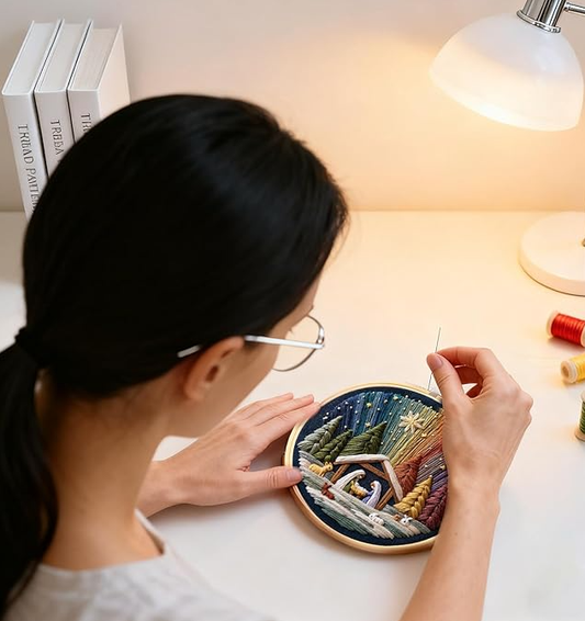 DIY Nativity Embroidery Set – Stitch The Holy Story, Christmas Embroidery Kit with Fabric,Threads & Needles, Christian Embroidery Kit for Adults Beginner, Home Decor & Gifts (1Pcs)